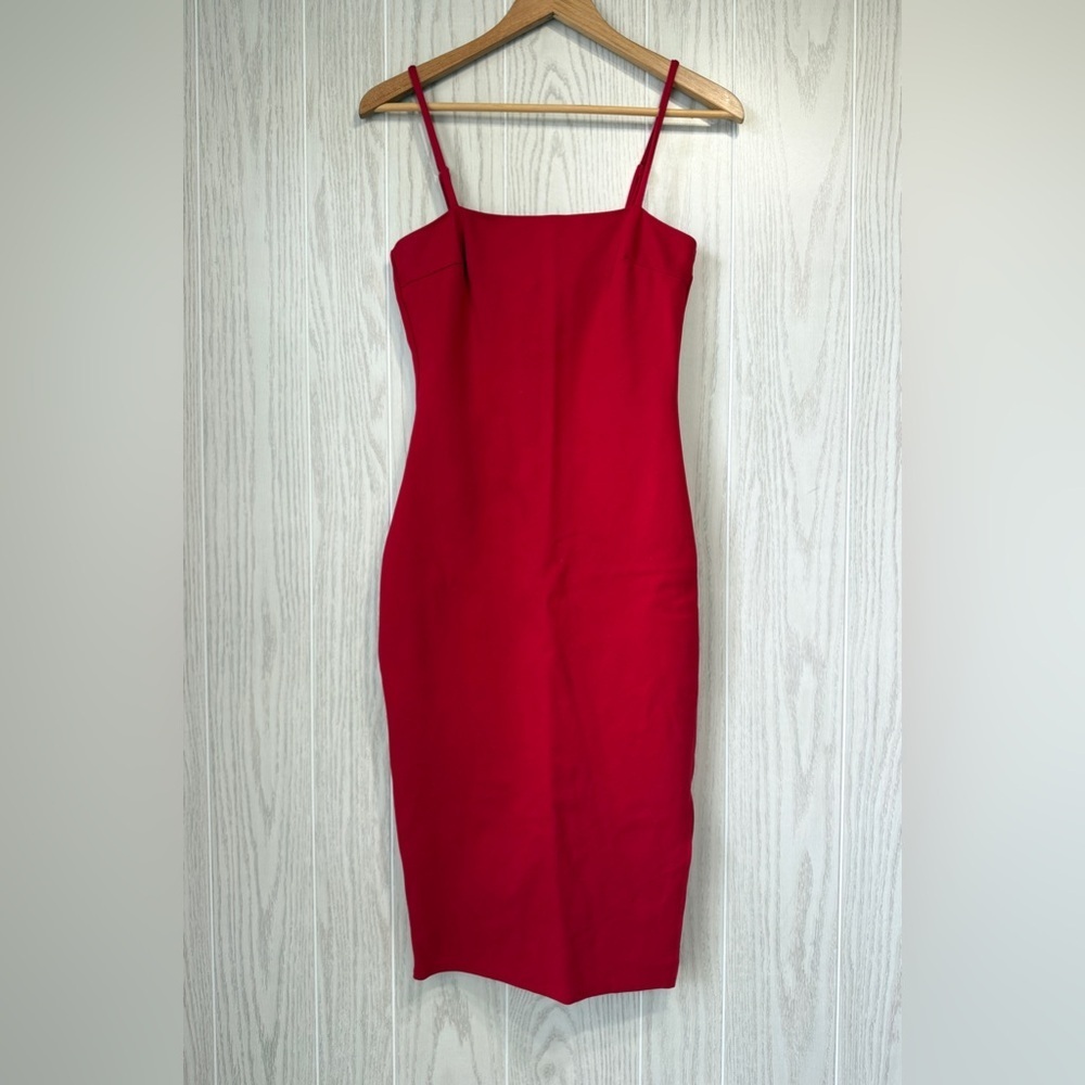 Lulus Paulina Red Bodycon Midi Dress Spaghetti Strap Size Small - Picture 3 of 5